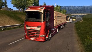 Manchester GB to Rotterdam NL with Wooden beams on DAF 2021 XG  Euro Truck Simulator 2 v 150 [upl. by Dinnage18]