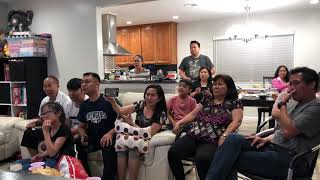 Pacquiao vs Thurman 1st round knockdown best family reaction [upl. by Jasmina]