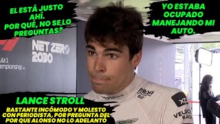 Lance Stroll Incómodo y Molesto con Periodista por Pregunta de Por qué Alonso no lo Adelanto F1 [upl. by Ardnossac]