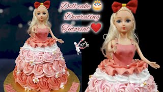 Barbie doll cake decoration 💕 Doll cake design 🌹 [upl. by Caro]