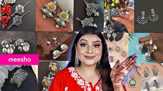 Affordable Meesho Jewellery Haul  Earrings  Bangle  Oxidised Jewellery  Festive Jewellery [upl. by Huai]