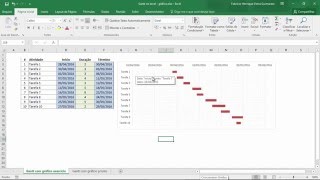 Dicas de Excel  Criando um gráfico de gantt para um cronograma no Excel sem utilizar Fórmulas [upl. by Kubis]