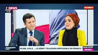 Hijab décathlon  Nadiya Lazzouni face à un élu FN sur CNEWS Morandini [upl. by Einahpehs]