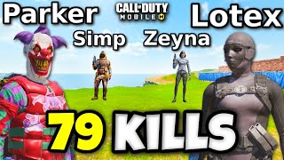 79 KILLS with LOTEX SIMP AND ZEYNA 🤯 COD MOBILE [upl. by Slorac]