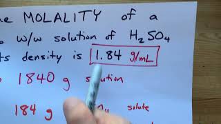 Calculate Molality Given Density and Percent by WeightMass [upl. by Victorie]