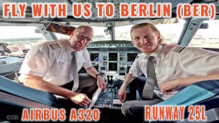 Berlin  BER  Airbus A320  Approach landing Rwy 25L  Cockpit  pilots  instruments  briefing [upl. by Adaha]