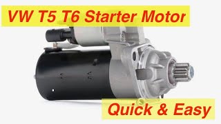 VW Starter Motor T5 T6 How to Remove and Refit on a Transporter Multivan [upl. by Belloir]