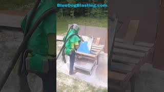 SODA Blast Paint Removal on Delicate Wood  Blue Dog Blasting [upl. by Melar]