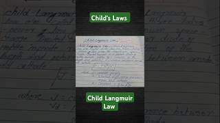 Childs Law  Child Langmuir Law  shorts youtubeshorts trending viralvideo [upl. by Hurley76]