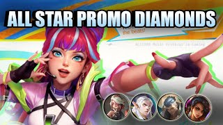 ALL STAR EVENTS AND PROMO DIAMONDS 2024  FREE SKINS AND TEAM UP TASKS [upl. by Bartko]