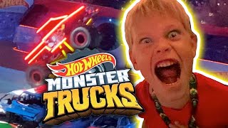 The Boys Take On Hot Wheels Monster Trucks at the Glow Party in San Antonio [upl. by Llehcal]