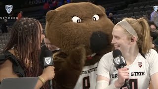 Oregon States Ellie Mack breaks down stellar bench performance in Pac12 Tournament opener [upl. by Nywrad831]