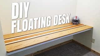 DIY Floating Desk with AWESOME Computer Cable Management  How to  Home Office Makeover Part 1 [upl. by Neirrad]