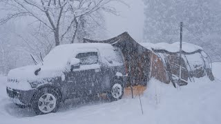 Heavy Snowfall Car Camping [upl. by Vachell]