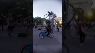 Natabara Gauranga Prabhu Chants Hare Krishna and a Performer Balances One Bike While Riding Another [upl. by Hirst]