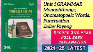 English Unit 1 Grammar Monophthongs Onomatopoeic words Punctuation Jadav Payeng Degree 2nd Yr [upl. by Johannah]