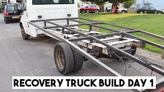 FORD TRANSIT RECOVERY TRUCK BED BUILD PART 1 RAMP TRUCK [upl. by Eilitan]