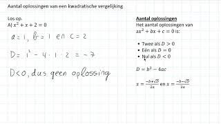 Aantal oplossingen van een kwadratische vergelijking 3 HAVO [upl. by Sussman588]