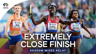 Thrilling finish in the 4x400m mixed relay final  World Athletics Championships Oregon 2022 [upl. by Ecinnej]