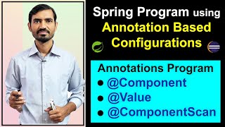 3 Spring Annotations  Component Value amp ComponentScan  Annotation Based Configurations [upl. by Dnalro]