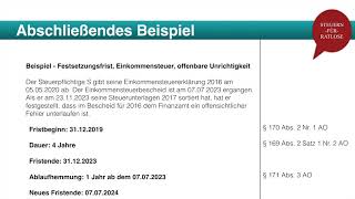 Abgabenordnung Festsetzungsfrist bestimmen  Steuern für Ratlose [upl. by Lletram]