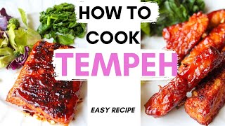 HOW TO COOK TEMPEH  Easy bbq tempeh  baked and stove top  Easy high protein vegan recipe [upl. by Yeldarb762]