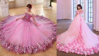 Flower making ballgown bridal dress designs ideas images [upl. by Ahsinuq]