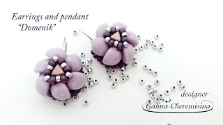 DIY Tutorial Pendant or Earrings Flower Domenik with Dome Beads [upl. by Anitsuj456]