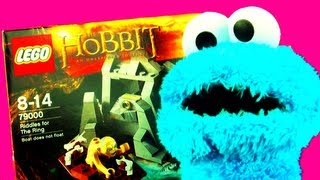 LEGO The Hobbit Toy Review with Cookie Monster Sesame Street  Riddles for The Ring Playset [upl. by Tihw]