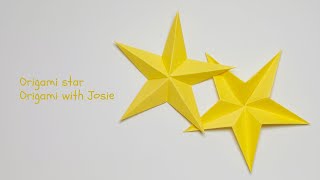 How to Make an Origami Five Pointed Star  Diy Paper Star  Origami with Josie [upl. by Jecoa521]