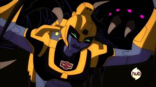 Transformers Animated 2DMV  quotFalling Inside the Blackquot Optimus Prime and BlackarachniaElita 1 [upl. by Jorin]