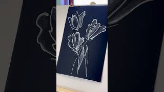 🪻Monochrome Shiny Flowers in 5 minutes tutorial drawing simpledrawing diy acrylic [upl. by Lednahs372]