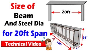 Size of Beam and Steel Rod Diameter for 20ft Span  Civil Engineering Basic video [upl. by Yael]