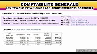 Le tableau des amortissements constants  Application  Partie 1 Comptabilité générale [upl. by Copeland505]