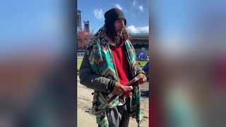 Homeless man claims in video he was given bus fair from Billings to Portland [upl. by Joelynn]