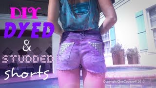 DIY Ombre Distressed Studded Shorts  CloeCouture [upl. by Boulanger]