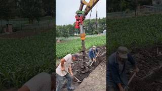 Excavator spiral rod drilling and piling construction process [upl. by Earised]