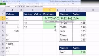 Excel Magic Trick 931 VLOOKUP amp MATCH Lookup Values With Special Characters Such As [upl. by Namlas172]