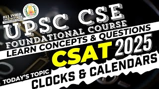 CSAT 2025  Clocks amp Calendars  Ms T Divya  UPSC CSE Prelims Foundation Course [upl. by Marleen]