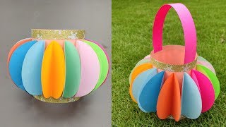 How to Make Lantern with Color Paper  Fancy Paper Lantern Making DIY [upl. by Aldon58]