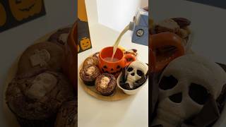 Eat halloween dessert with me asmr asmrfood satisfying halloween dessert chocolate pumpkin [upl. by Ardnot]