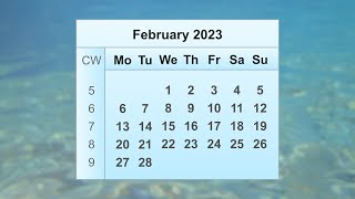 February 2023 Calendar [upl. by Cohen862]