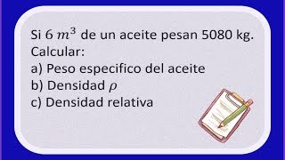 HIDRÁULICA BÁSICA  CALCULO DEL PESO ESPECIFICO DENSIDAD Y DENSIDAD RELATIVA [upl. by Lifton]