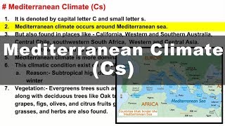 Koppen Scheme  Mediterranean Climate Cs  UPSC IAS Geography [upl. by Flowers]