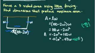 Quadratic Applications  maximizing area [upl. by Kelsy951]