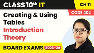 Creating and Using Tables Introduction Theory  Class 10 IT Unit 3 Chapter 11 Code 402 202223 [upl. by Jerrilyn]