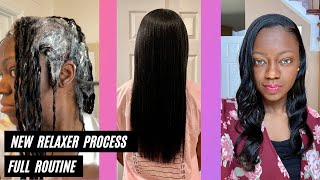 New Relaxer Process  Full Routine  Length Check Update relaxedhair relaxerday relaxerroutine [upl. by Olympe665]