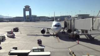 Frontier Airlines Airbus A319 pulling into gate McCarran Airport [upl. by Trin]