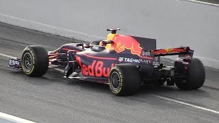 Red Bull RB13 2017 F1 Car in Action  Formula 1 PreSeason Tests in Spain [upl. by Eada]