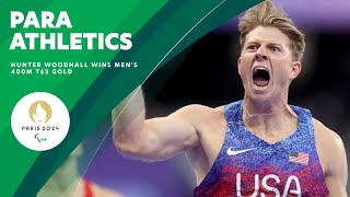 Hunter Woodhall Wins Gold For The USA In The Mens 400m T62 Final 🥇🇺🇸 [upl. by Inalel]